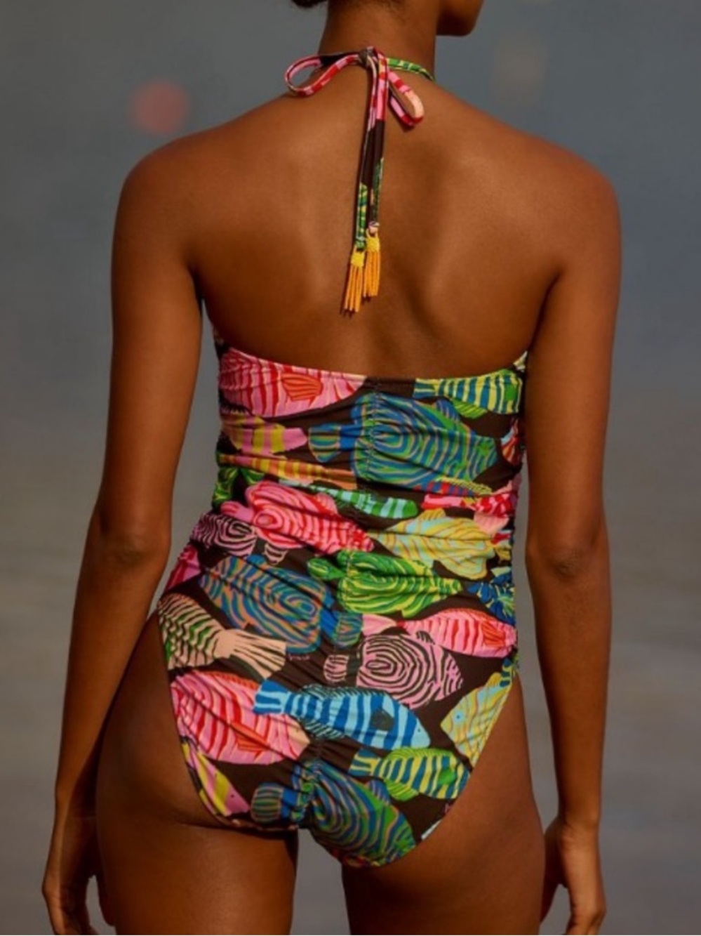New FARM Rio x Anthropologie Colorful Fish One-Piece Swimsuit Sz L - Picture 2 of 9